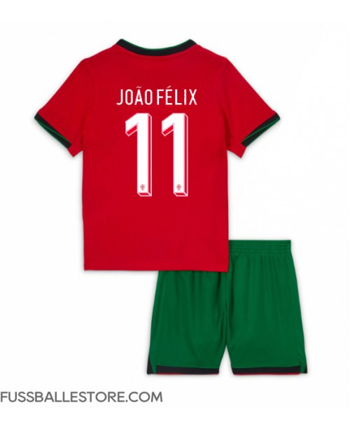 Günstige Portugal Joao Felix #11 Heimtrikotsatz Kinder EM 2024 Kurzarm (+ Kurze Hosen)